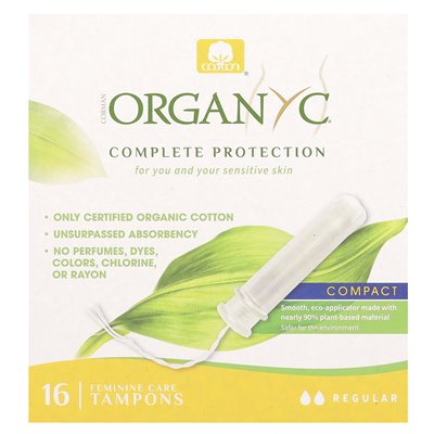 Organic, organiczne tampony, kompaktowe, regularne, 16 tamponów