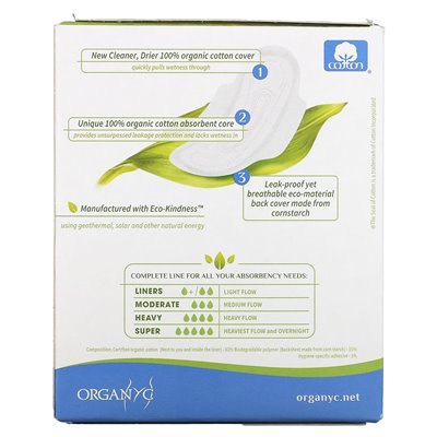 Organic, ekologiczne podkładki bawełniane, umiarkowany przepływ, 10 podkładek