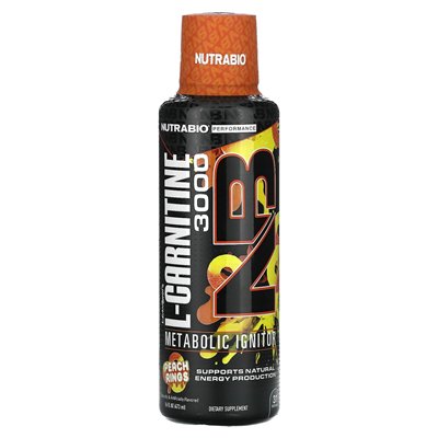 Nutrabio, Leandshots L-carnitine 3000, brzoskwiniowe pierścienie, 16 fl oz (473 ml)
