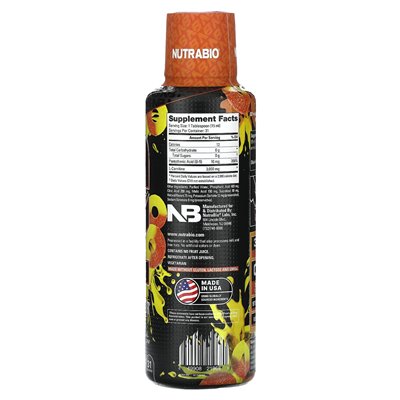 Nutrabio, Leandshots L-carnitine 3000, brzoskwiniowe pierścienie, 16 fl oz (473 ml)