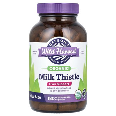Oregon's Wild Harvest, Organic Milk Thistle, 180 organicznych kapsułek wegańskiej