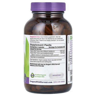 Oregon's Wild Harvest, Organic Milk Thistle, 180 organicznych kapsułek wegańskiej