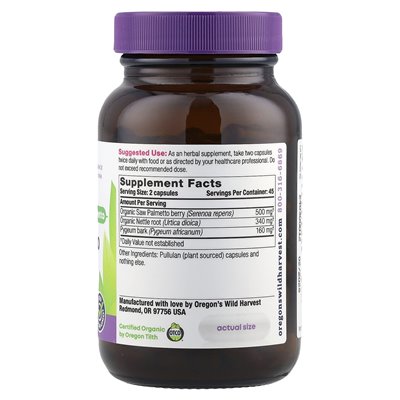 Dzikie żniwa Oregon, Palmetto Pygeum, 90 wegańskich kapsułek