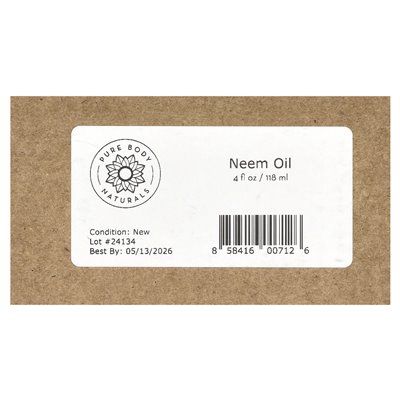Pure Body Naturals, Neem Oil, 4 Fl Oz (118 ml)