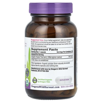 Dzikie żniwa Oregon, organiczne chaste drzewo, 90 wegańskich kapsułek Dzikie żniwa Oregon, organiczne chaste drzewo, 90 wegańskich kapsułek