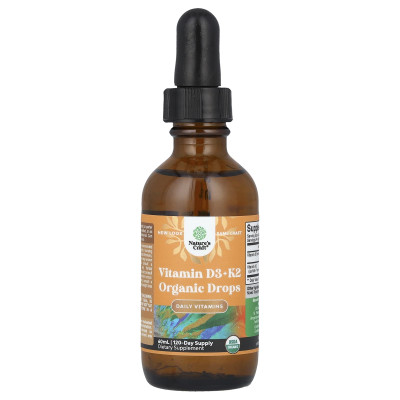 Nature's Craft, organiczna witamina D3 + K2, bez alkoholu, 60 ml