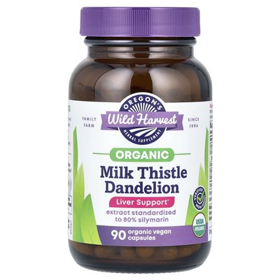 Dzikie żniwa, Oregon, Organiczny Milk Hetle Dandelion, 90 organicznych kapsułek wegańskich