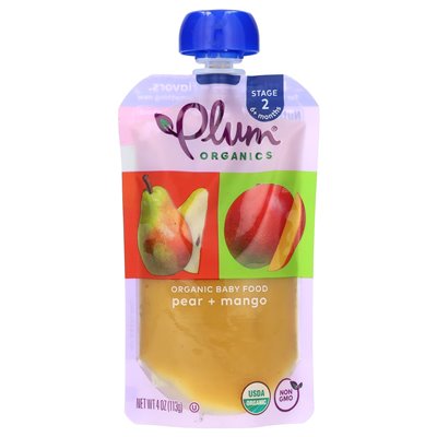 Plum Organics, Organic Baby Food, 6+ miesięcy, gruszka i mango, 4 uncje (113 g)