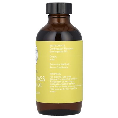 Pure Body Naturals, Organiczny olejek z trawy cytrynowej, 4 fl oz (118 ml) Pure Body Naturals, Organiczny olejek z trawy cytrynowej, 4 fl oz (118 ml)