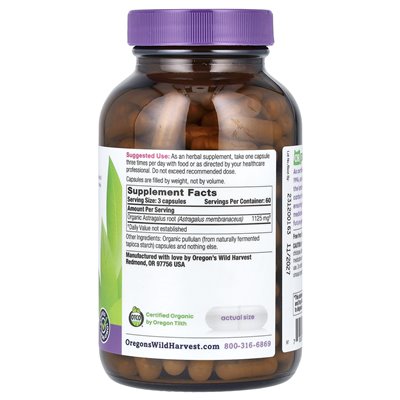 Dzikie żniwa Oregon, Organic Astragalus, 180 organicznych kapsułek wegańskich Dzikie żniwa Oregon, Organic Astragalus, 180 organicznych kapsułek wegańskich