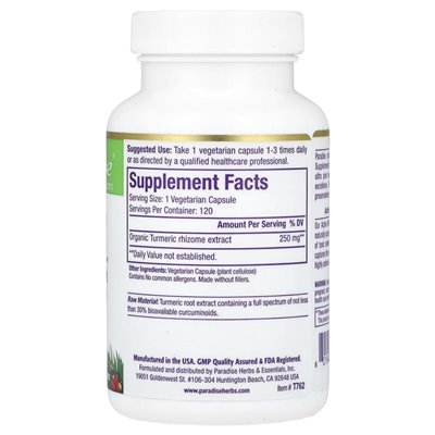 Paradise Herbs, Turmeric, 120 Vegetarian Capsules