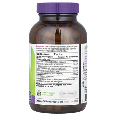 Dzikie żniwa Oregon, Organiczny Oset Milk Dandelion, 180 wegańskich kapsułek