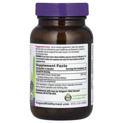 Dzikie żniwa Oregon, organiczne suszone pokrzywa, 90 organiczna kapsułka wegańska Dzikie żniwa Oregon, organiczne suszone pokrzywa, 90 organiczna kapsułka wegańska