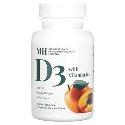 Michael's Naturopathic, D3 mit Vitamin K2, Morchel, 90 vegetarische Kautabletten