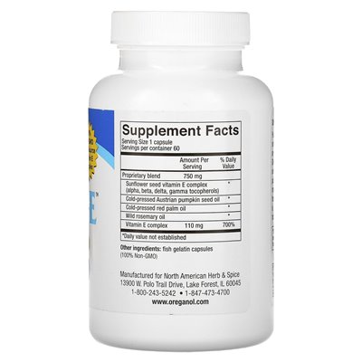 North American Herb & Spice, Pure E, 60 Caps