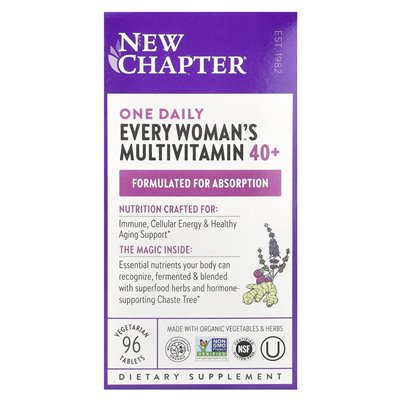 New Chapter, Każda Jeden Dziennie Kobieta 40+ Multiwitamin, 96 Wegetariańskich Tabletek New Chapter, Każda Jeden Dziennie Kobieta 40+ Multiwitamin, 96 Wegetariańskich Tabletek
