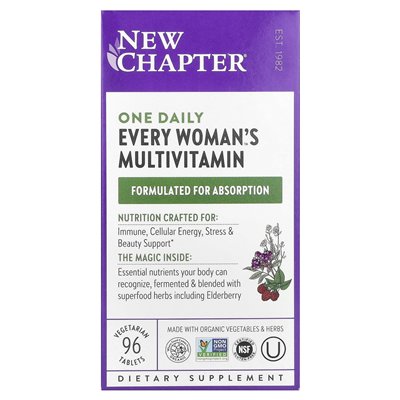 New Chapter, Każda Kobieta Jedna Dziennie Multiwitamina, 96 Wegetariańskich Tabletek New Chapter, Każda Kobieta Jedna Dziennie Multiwitamina, 96 Wegetariańskich Tabletek