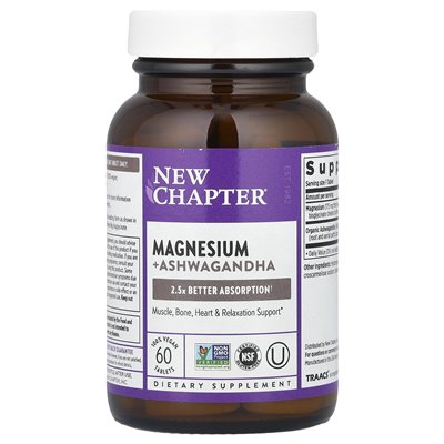 Nowy rozdział, magnez + Ashwagandha, 60 wegańskich tabletek