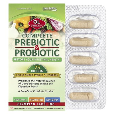 Olympic Laboratories, Komplette Präbiotika und Probiotika, 30 vegetarische Kapseln