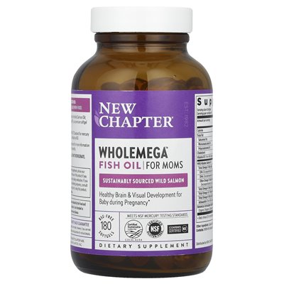 Nowy rozdział, olej rybny WhileMega ™ dla mam, 180 softgels