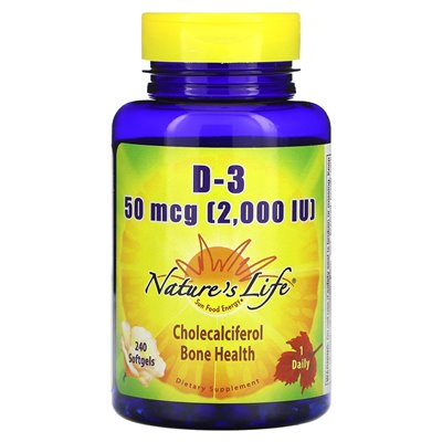Nature's Life, D-3, 50 Mcg (2000 IE), 240 Weichkapseln