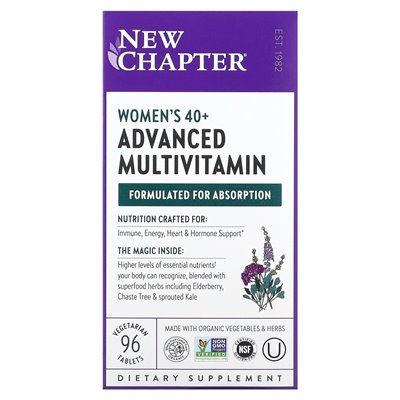 New Chapter, Multiwitamina Zaawansowana dla Kobiet 40+, 96 Wegetariańskich Tabletek New Chapter, Multiwitamina Zaawansowana dla Kobiet 40+, 96 Wegetariańskich Tabletek