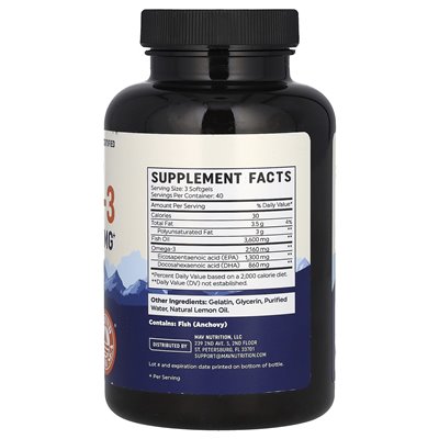 MAV Nutrition, Omega-3-Fischöl, dreifache Stärke, natürliche Zitrone, 120 Soft