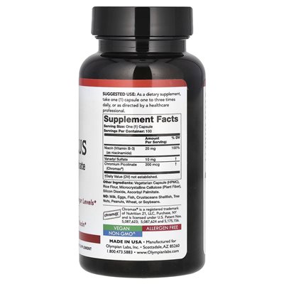 Olimpijskie laboratoria, wanadyl plus z chromum picolinate, 100 kapsułek wegetariańskich