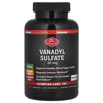 Olympian Labs, wanadylowy siarczan, 20 mg, 250 kapsułek