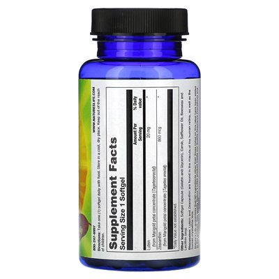 Życie natury, lutein, 20 mg, 60 miękkich
