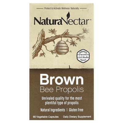 Naturanectar, Brown Bee Propolis, 60 kapsułek warzywnych Naturanectar, Brown Bee Propolis, 60 kapsułek warzywnych