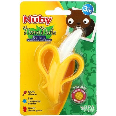 Nuby, NanaNubs Masująca Szczoteczka do Zębów Bananowa, 3+ Miesięcy, 1 szczoteczka Nuby, NanaNubs Masująca Szczoteczka do Zębów Bananowa, 3+ Miesięcy, 1 szczoteczka