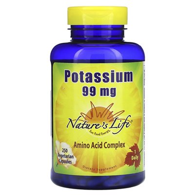 Życie natury, potas, 99 mg, 250 kapsułek wegetariańskich Życie natury, potas, 99 mg, 250 kapsułek wegetariańskich