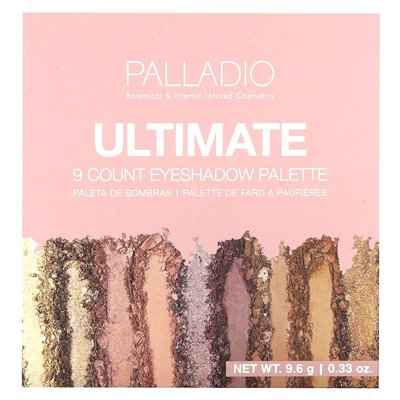 Palladio, Ultimate 9 Count Ckseshadow Palette, Rosey Nudes, 0,33 uncji (9,6 g)