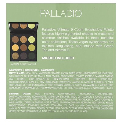 Palladio, Ultimate 9 Count Clubadow Palette, Natural Earth, 0,33 uncji (9,6 g)
