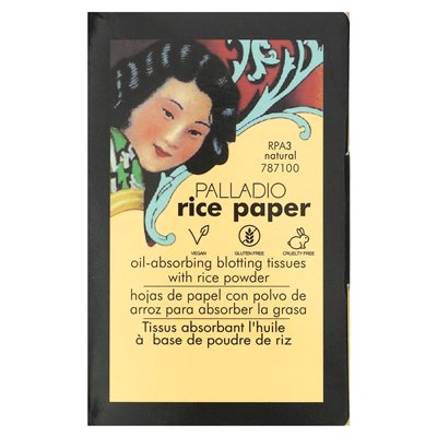 Palladio, rice paper, oil blotting tissues, natural RPA3, 40 tissues