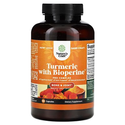 Nature's Craft Turmeric with Bioperine®, 180 Capsules