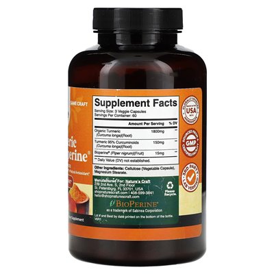 Nature's Craft Turmeric with Bioperine®, 180 Capsules