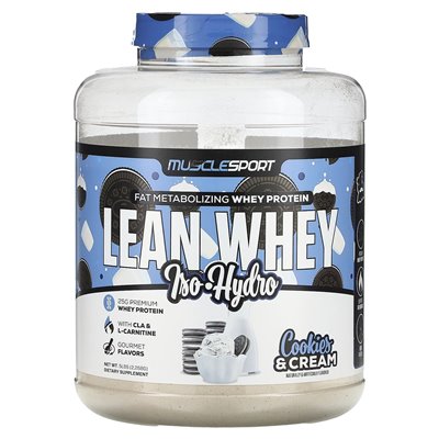 Musclesport, Lean Whoy, Iso-Hydro, Cookies &amp Cream, 5 funtów (2268 g)