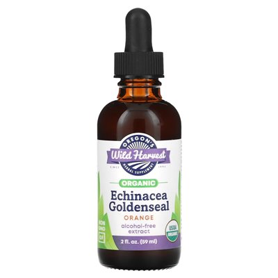 Dzikie żniwa Oregon, organiczna echinacea goldenseal, pomarańcza, 2 fl oz (59 ml)