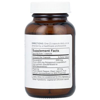 Konserwacja metaboliczna, resweratrol z piperyną, 200 mg, 60 kapsułek