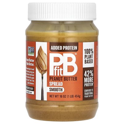 PBFIT, masło orzechowe, gładkie, 16 uncji (454 g)