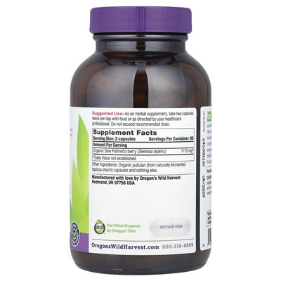 Dzikie żniwa Oregon, Palmetto, 180 organicznych kapsułek wegańskich Dzikie żniwa Oregon, Palmetto, 180 organicznych kapsułek wegańskich
