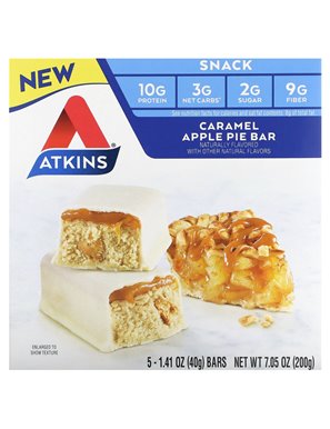 Atkins, Przekąska, Jabłecznik z Karmelową Polewą, 5 batonów, 40 g każdy Atkins, Przekąska, Jabłecznik z Karmelową Polewą, 5 batonów, 40 g każdy