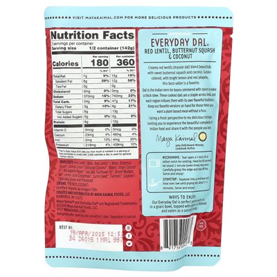 Maya Kaimal, DAL® Organic Everyday, Rote Linsen, Putternusskürbis, Kokosnuss, 10 oz (284 g)