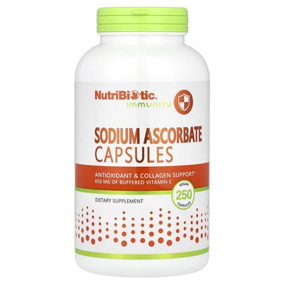NutriBiotic, Immunity, askorbinian sodu, 250 kapsułek wegańskich