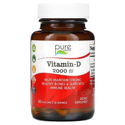 Pure Essence, Vitamin D, 2000 IE, 30 vegetarische Kapseln