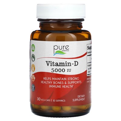 Pure Essence, Vitamin D, 5000 IE, 30 vegetarische Kapseln