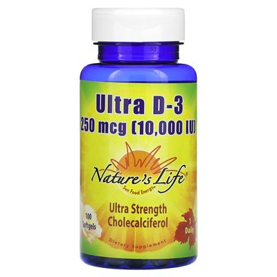 Nature's Life, Ultra D-3, 250 MCG (10 000 IU), 100 softgels