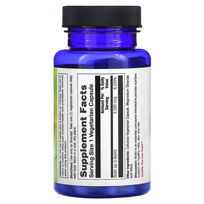 Nature's Life, Biotyna, 2500 mcg, 100 kapsułek wegetariańskich